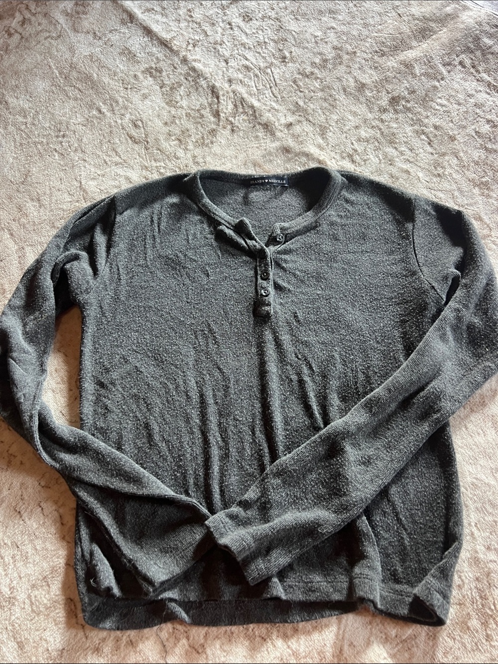 Gray Brandy Melville Long Sleeve Ribbed tee